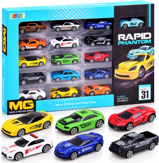 16 metāla automašīnu komplekts – 16 gab.