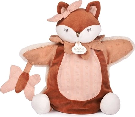 Doudou plīša rokas lelle lapsa Mina rozā 25 cm