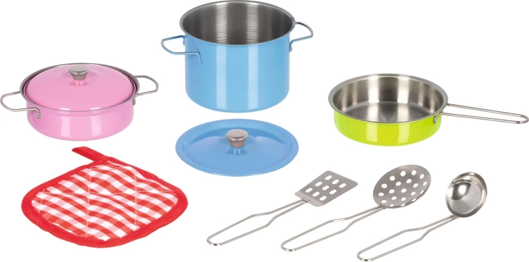Colorful metal kids’ cooking set – 9 pieces