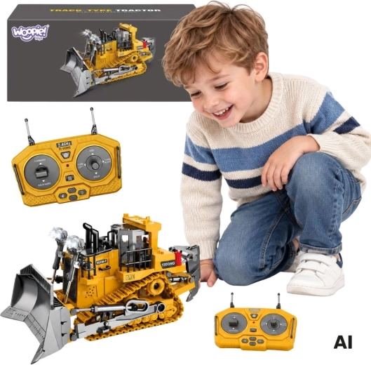 Woopie remote-controlled tracked bulldozer with lights and sounds