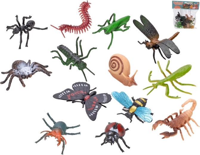 Kukaiņu figūriņu komplekts 13 gab. (3,5–7 cm) maisiņā
