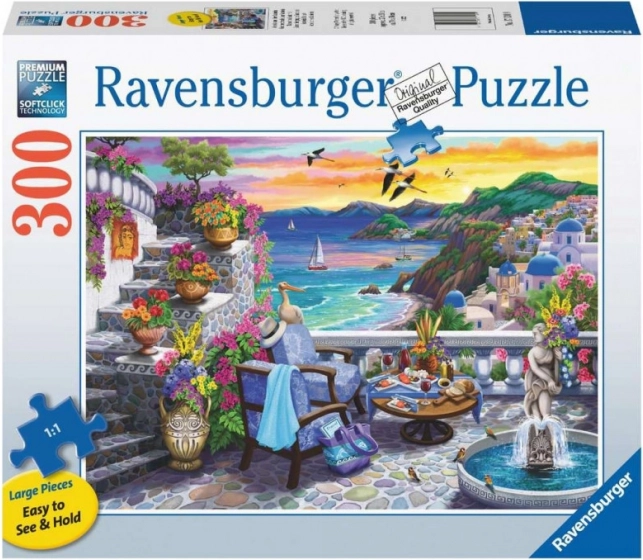Puzle Ravensburger Saulriets virs Santorini, 300 detaļas