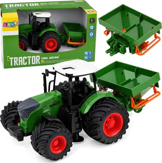 Lauksaimniecības traktors ar sējmašīnu 1:24 ar gumijas riteņiem