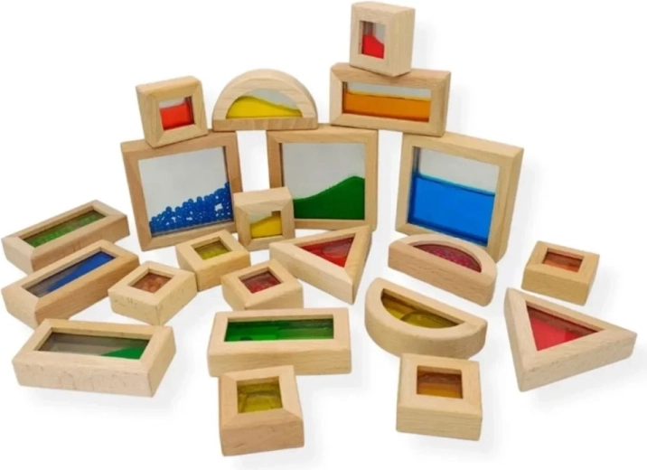 KABI Sensory Wooden Blocks with Sand, Water, and Beads