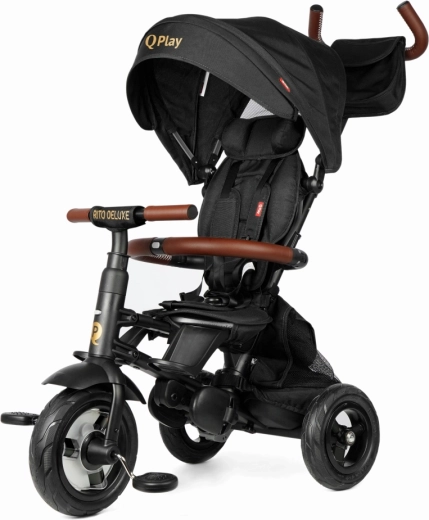 QPlay trīsritenis Rito Deluxe Rubber melns