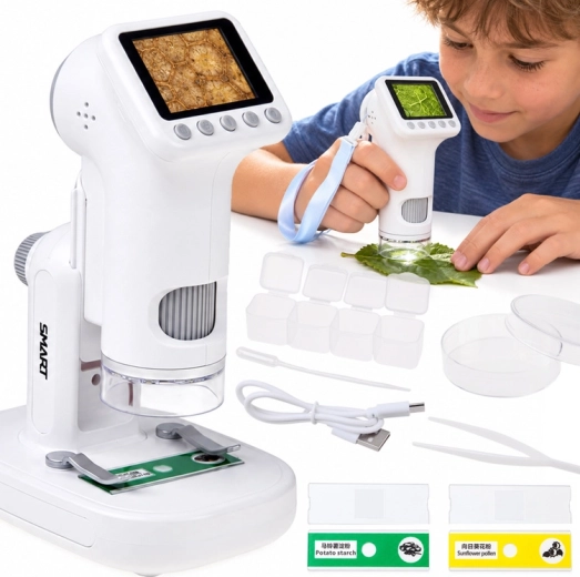 Children's digital microscope with LCD display and magnification up to 1600×