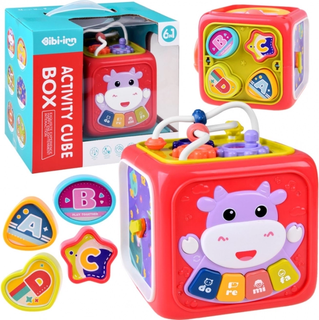 Interaktīvs izglītojošs kubs ar klavierītēm, labirintu un šķirotāju