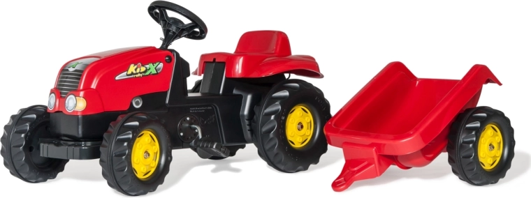 Rolly Toys pedāļu traktors Rolly Kid-X ar piekabi, sarkans