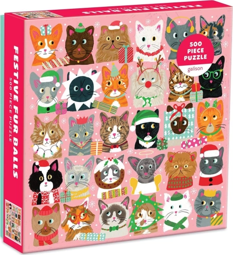 Galison Festive Cats Puzzle 500 Pieces