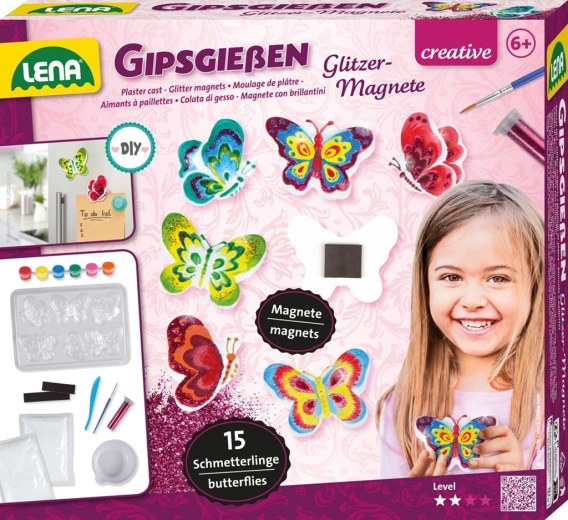 Lena Plaster Magnets with Glitter Butterflies
