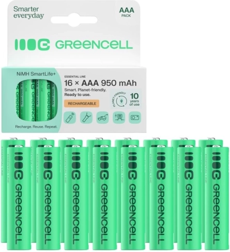 Green Cell rechargeable AAA batteries (HR03) 950 mAh, 16 pcs