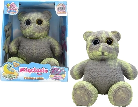 EPEE Mięciuś mīksts lācītis, kas spīd tumsā, 28 cm, pelēkdzeltenā krāsā