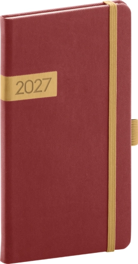 Kabatas dienasgrāmata Notique Twill 2027 bordo–zelta 9 × 15,5 cm