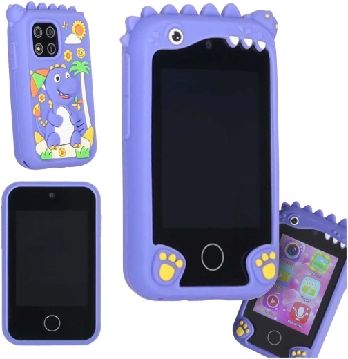 Kids touchscreen smartphone with photo camera and video camera, 8GB microSD, blue dinosaur