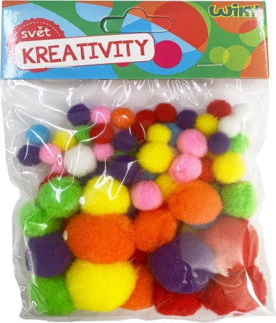 Dažādu izmēru Pom Poms, 80 gab.
