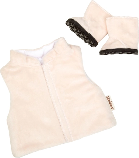 Skrållan vest and boots for dolls 36–40 cm
