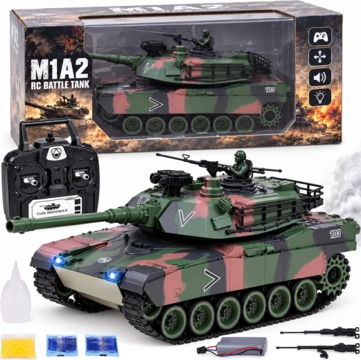 Attālināti vadāms tanks Abrams M1A1 RC 2,4 GHz 45 cm – šaušana, dūmi, skaņa un gaismas