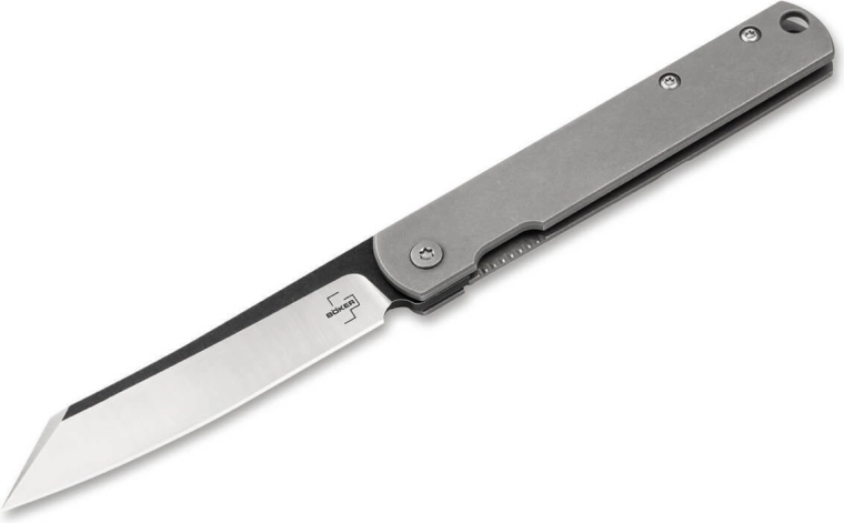 Böker Plus Zenshin kabatas nazis, 7,5 cm, Stonewash apdare, izgatavots no nerūsējošā tērauda, ar kabatas klipsi