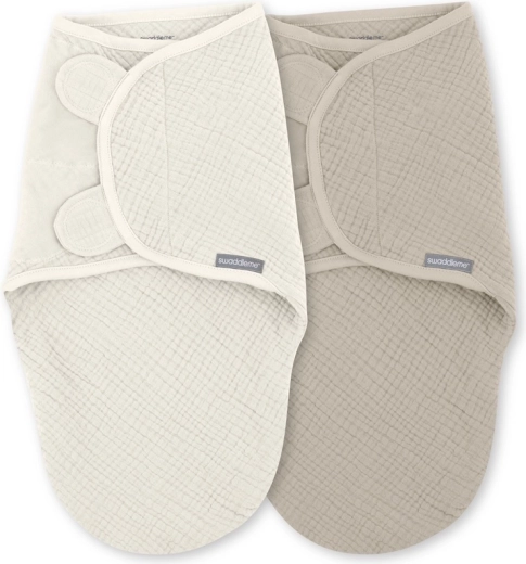 SwaddleMe™ Muslin Swaddles Ulitka 1 TOG for Babies 0–3 Months, Cream/Cashew, 2 pcs