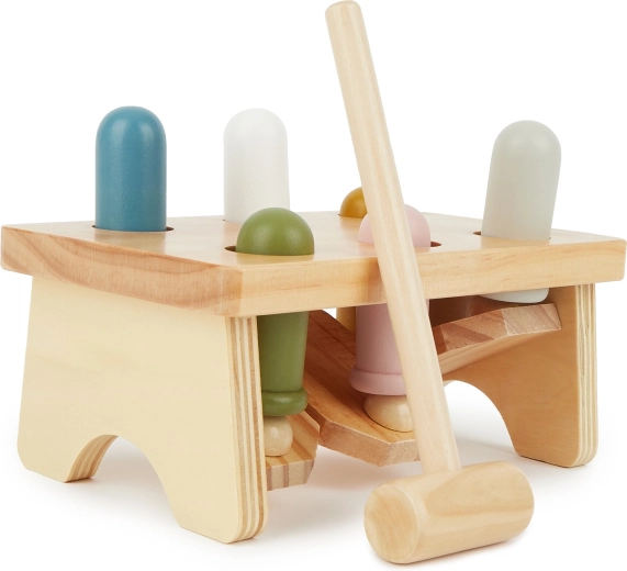 Bieco Wooden Hammering Bench with Hammer