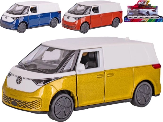 Metāla furgona modelis Welly Volkswagen ID. Buzz Cargo ar atpakaļgaitas mehānismu, 11,5 cm