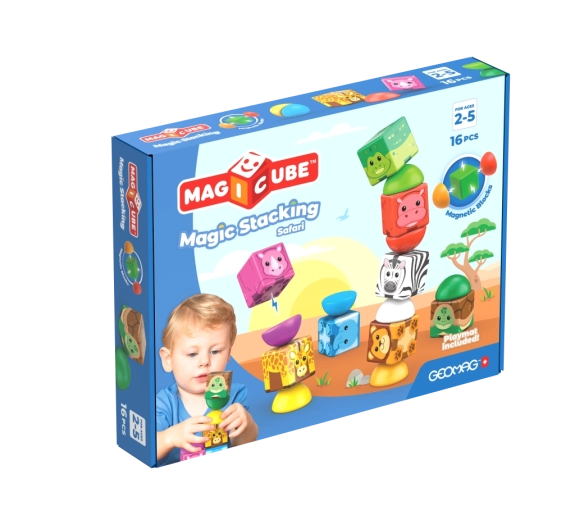 Geomag Magicube Safari magnetic construction set with animals, 16 pieces