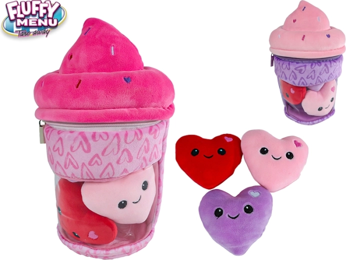 Fluffy Menu plush ice cream with three hearts 25 cm