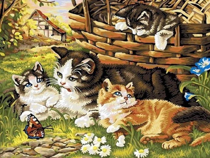 Diamond Painting Cat Family 30 × 40 cm