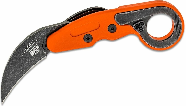 CRKT Provoke Orange karambita salokāmais nazis 6,3 cm ar stonewash asmeni un Grivory rokturi