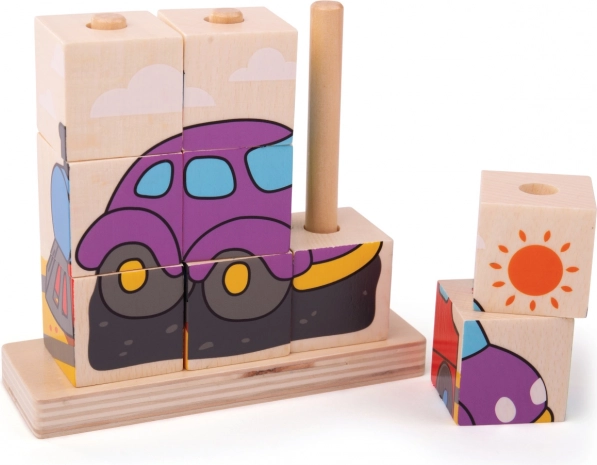 Koka puzle Bigjigs Baby transportlīdzekļi