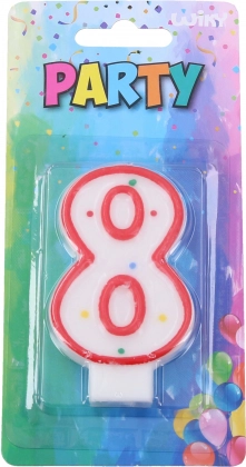 Sarkanā ballīšu svecīte cipara 8 formā