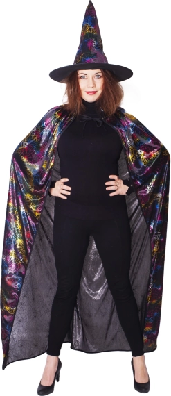 Raganai tērps ar zirnekļtīkla apmetni un cepuri pieaugušajiem