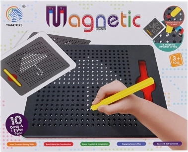 Magnetic drawing board with beads