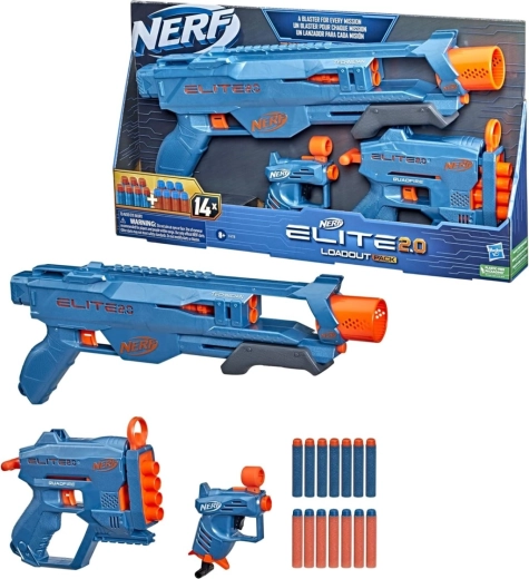 Nerf Elite 2.0 Loadout Pack – trīs blāsteru komplekts ar šautriņām