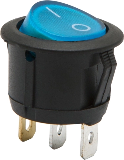 Round rocker switch with blue backlight