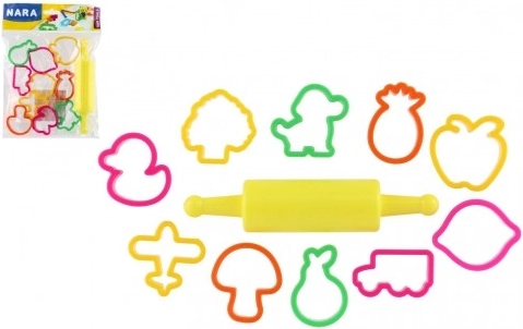 NARA modelēšanas mīklas formiņas ar plastmasas rulli - 11 gab.