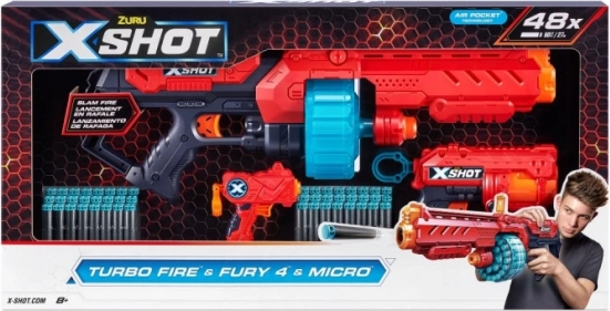 X-Shot Excel Turbo Fire + Fury 4 + Micro Blaster Set