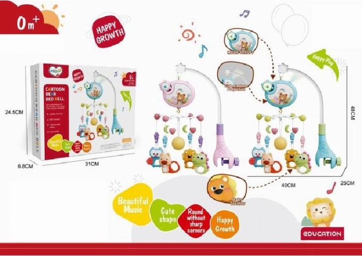 Karuselis ar muzikālo mehānismu bērnu gultiņai