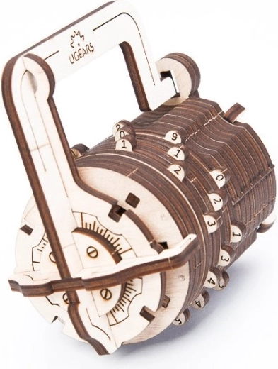 Ugears 3D puzle ciparu slēdzene – mehānisks koka konstruktoru komplekts