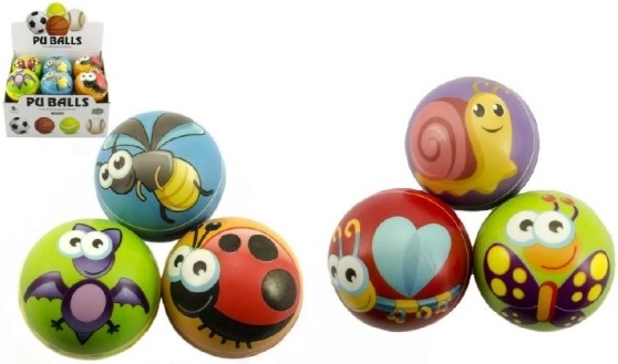 Putas bumbiņa ar dzīvniekiem 10 cm, dažādas krāsas