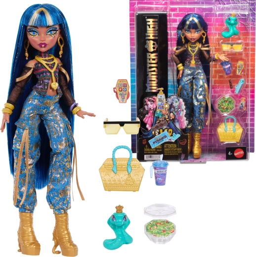Monster High Cleo De Nile lelle 26 cm ar aksesuāriem un mīluli