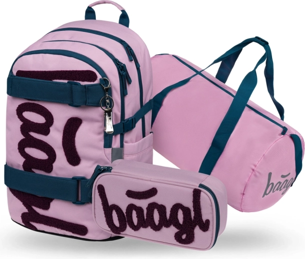 Baagl komplekts 3 Skate Rose – skolas mugursoma, penālis un salokāma sporta soma GRS