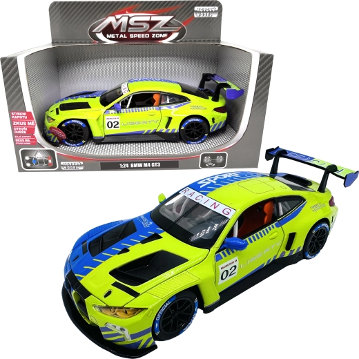 Metāla BMW M4 GT3 modelis ar gaismu un skaņu