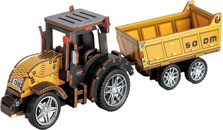 2Kids Toys 3D koka saliekamais modelis – traktors ar piekabi