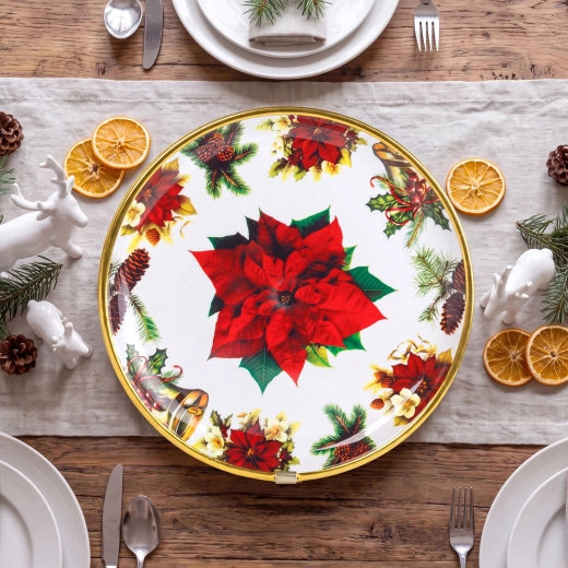 Ziemassvētku plastmasas šķīvis ar Ziemassvētku zvaigzni, 22 cm