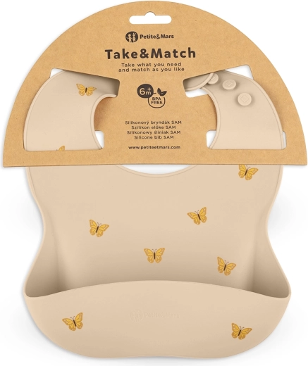 Petite&Mars silikona priekšautiņš take&match green dinos 6m+