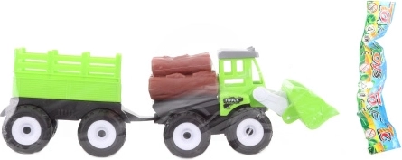 Plastmasas traktors ar iekrāvēju un piekabi bērniem