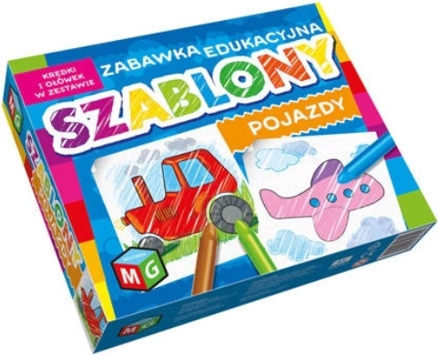 Vehicle stencils with crayons, set