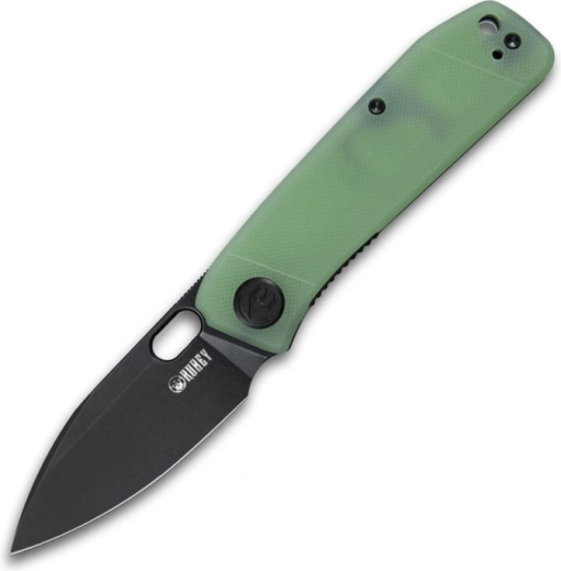 Kubey Hyde KU2104C kabatas nazis 7,5 cm, melns, gaiši zaļš Jade, G10, klipsis