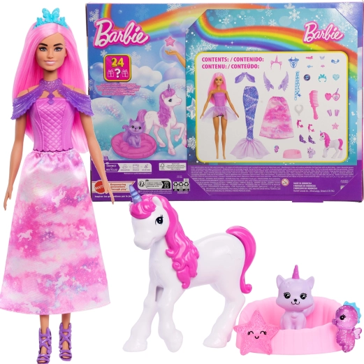 Barbie Dreamtopia adventes kalendārs ar lelli un aksesuāriem – 24 pārsteigumi